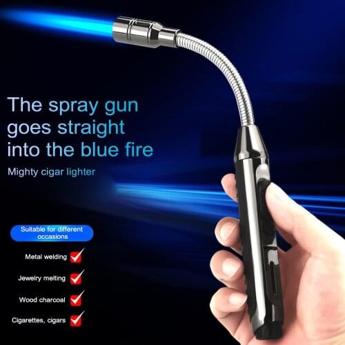 Extra Long Barbecue Kitchen Cooking Gas Lighter Flashlight Turbo Lighter Cigar Smoking Lighter Metal Cigarette Lighter Lacquer