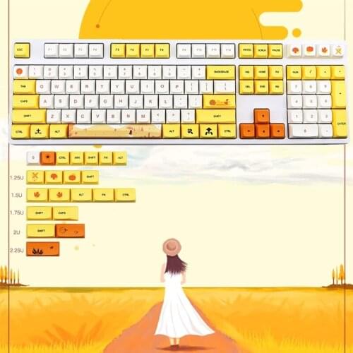 Autumn Rhyme Keycaps 129 Key PBT Sublimation ZDA Highly Mechanical Keyboard Keycap For Customized 64 68 84 96 61 87 104 Keys