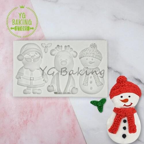 Christmas Series Deer/Snowman & Santa Claus Silicone Cake Molds Fondant Cake Decorating Mould Kitchen Baking Tool