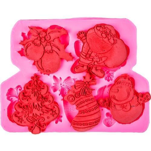 Christmas Santa Claus snowman tree Craft Relief Chocolate confectionery Silicone Mold Fondant Cake Kitchen Decorating Tool F1093