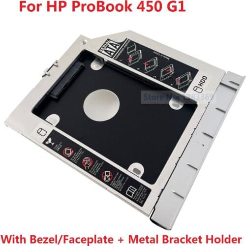 SATA 2nd Hard Drive HDD SSD Module Caddy Adapter for HP Probook 450 G1 With Bezel and Bracket
