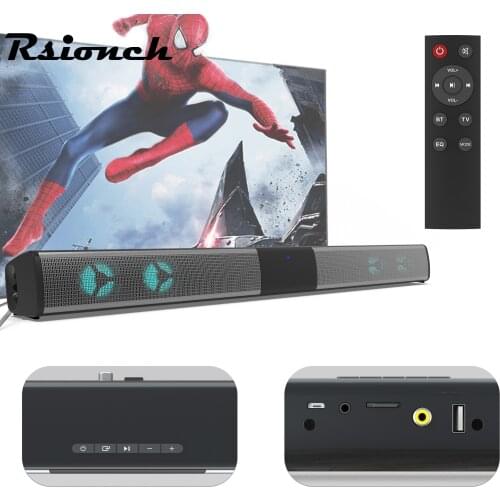 Rsionch TV Soundbar Wireless Bluetooth V5.0 Subwoofer Speaker RGB Light HIFI Sound AUX Wired Coax Speakers for Laptop Projector