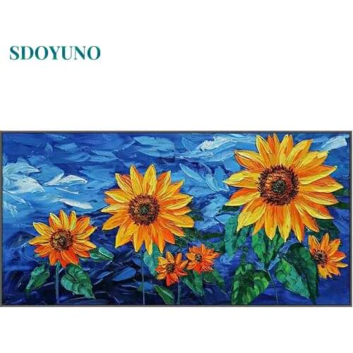SDOYUNO 60x75cm Paint By Numbers For Adult Scenery DIY Oil Painting By Numbers On Canvas Sunflowers Frameless Number Painting