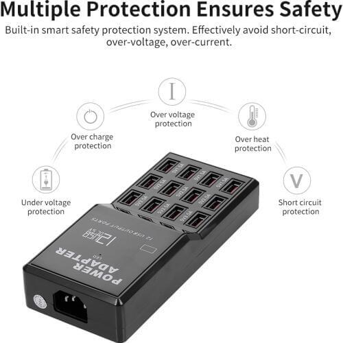 Compatibility Charging Station with 12 Ports USB Charging Dock USB Charger of Universal Charging Station for Family/Office Use