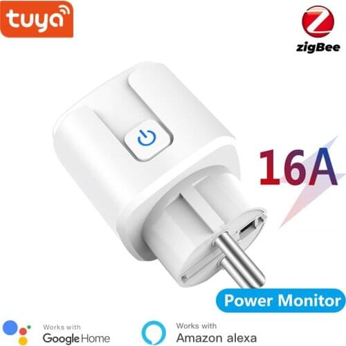 Zigbee 3.0 EU 16A Smart Plug With Energy Monitoring , APP Wireless Control Type-F Socket ,Compatible With Alexa Echo Google Nest