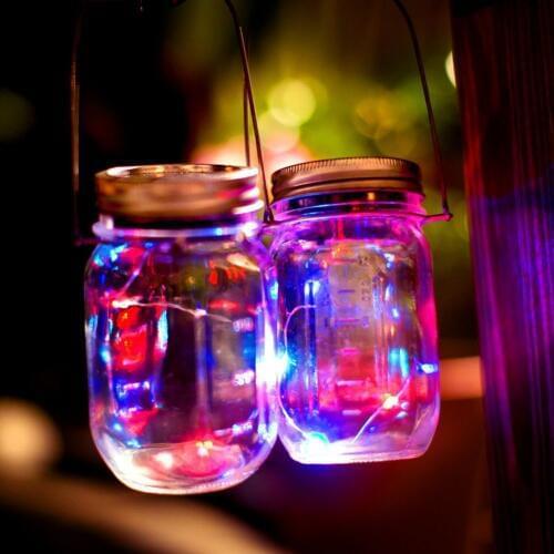 1PC Waterproof LED Solar Light Outdoor Jar Can Cap Copper Light String Strip Wire DIY Lid Party Decoration Night Lamp LED Garden