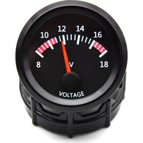 8-18V Voltmeter 52MM Gauge Pointer Voltage for 12V Car Truck Auto Volt Meter Racing Gauge White LED Backlight Gauge Holder Pod
