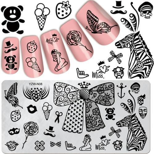 WUF 1 PC Mixed Butterfly Design Stainless Steel Nail Art Stamping Plates Rectangular Image Template DIY Manicure Stencils Tools