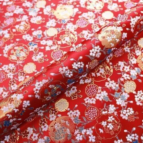 Red pattern damask fabrics brocade jacquard clothes material for sewing cheongsam and kimono DIY patchwork design