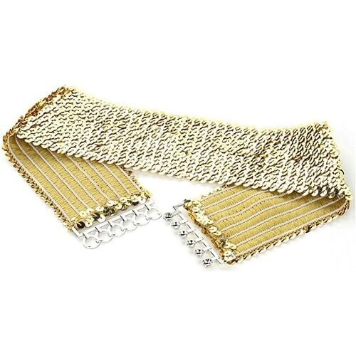 New Punk Women Belt Sparkling Stretch Sequins Wide Waist Strap Waistband Belt Accessory