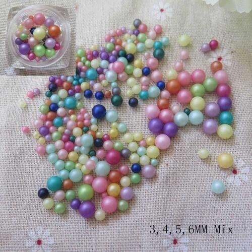 1 Jar Cute 3/4/5/6MM Mixed Matt Colored Ball Pearl Nail Decoration Pearl Nail Art Decoration