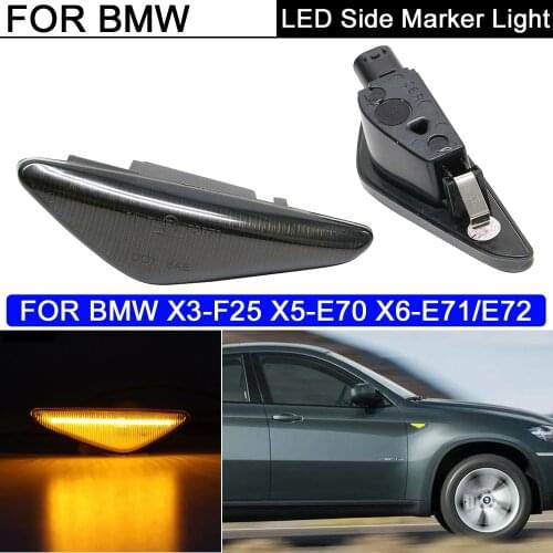 2X Smoked Lens LED Side Marker Light Lamp Turn Signal Lamp For BMW X3 F25 X5 E70 X6 E71 E72