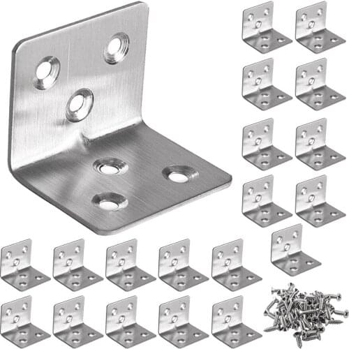 50Pcs Corner Braces Brackets,Stainless Steel Right Angle L Shaped Bracket Shelf Support Brackets Plates for Furniture