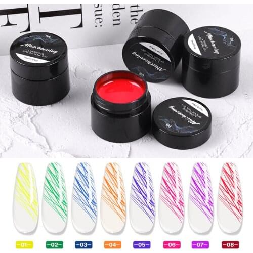 6 Colors Gel Nail Polish Spider Gel Luminous Elastic Point To Line Creative Drawing Painting One-shot Molding Nail Art Glue