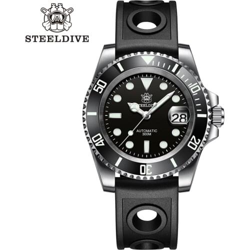 Steeldive Design 41mm Men Submarine Automatic Mechanical Watch Sapphire Ceramic Bezel NH35A Stainless Steel 30Bar Reloj Hombre