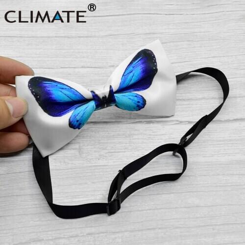 CLIMATE 3D Butterfly Bow Tie for Men Accessories Man Lifelike Printed Bowtie Blue Butterfly Bowtie with Box for Wedding Gifts