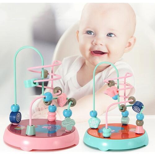 Baby Beaded Beads Colorful Wooden Mini Around Beads Wire Maze Toys Children Kids Educational Toy Learning Gifts