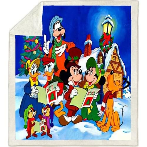 Disney Christmas Tree Mickey Minnie Goofy Series with Cartoon Design Comfy Soft Blanket Kids Gift Travel Party Decorations