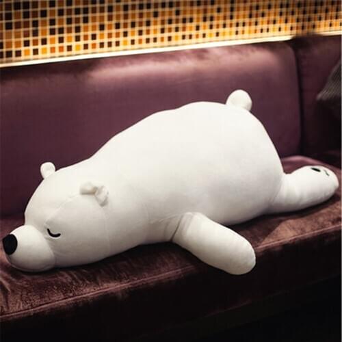 Fancytrader Big Pop Soft Plush Polar Bear Toy Cuddly Stuffed Large Lying Bears White Brown Pillow Doll 100cm 39inch