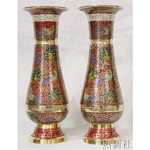 India Pakistan imported Japanese bronze red vase handicraft flower flower home furnishings