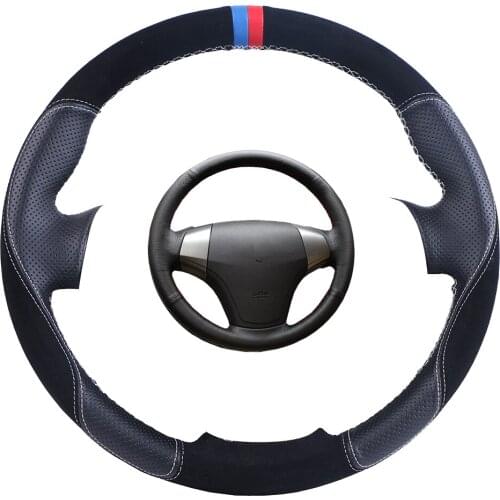 Custom Car Steering Wheel Cover Black For Hyundai Elantra 2008-2010 Suede Leather Auto Steering Wheel Braid