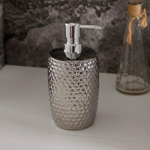 Nordic Pure Silver Ceramic Liquid Soap Dispenser Bathroom Accessories Shampoo Bottle Lotion Bottle Hand Soap Dispenser Bottle
