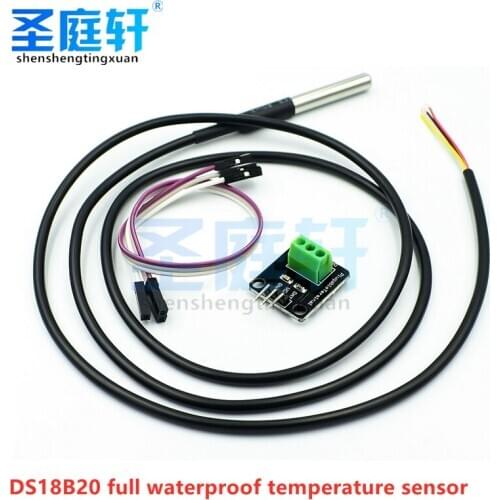 DS18B20 Temperature Sensor Module Kit Waterproof 100CM Digital Sensor Cable Stainless Steel Probe Terminal Adapter for Arduino