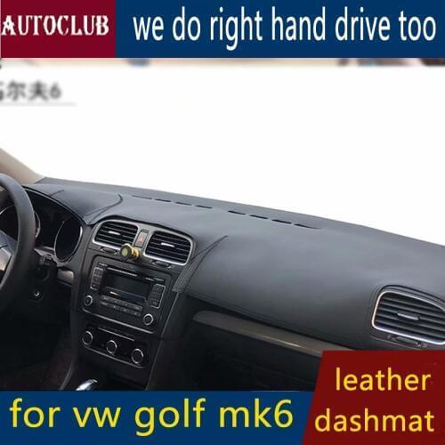 For Vw Volkswagen Golf Mk6 2008-2013 Leather Dashmat Dashboard Cover Car Pad Dash Mat SunShade Carpet Cover Car 2009 2010 2011
