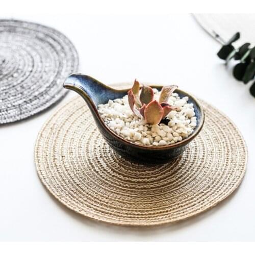 18cm Linen Non Slip Table Mat Round Placemats Table Ramie Insulation Pad Kitchen Accessories Tableware Home Decoration