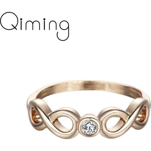 Fashion Infinity Rings Promise Dainty Wedding CZ Crystal Zirconia Statement Jewelry Metal Korean Women Ring Ladies Gift