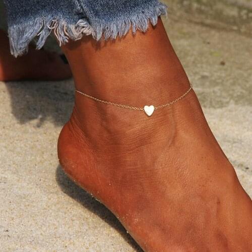 Fashion Women Chain Heart Ankle Bracelet Gold Silver Anklet Foot Beach Womens Jewelry boho jewelry Ankle Gift