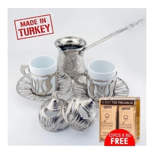 Copper Turkish coffee cup set Espresso Maker with Anatolian Greek ottoman design tulips turkey winter gifts made in the kitchen
