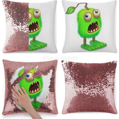 Furcorn My Singing Monsters Character Sequin Pillowcase Throw Pillow Cover for Sofa 40X40cm Mermaid My Singing Monsters My Singi