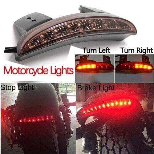 Newest Upgrade General Led Motorcycle Rear Fender Edge Turn Signals Tail Brake Light Smoke Motorcycle light bulb accessories