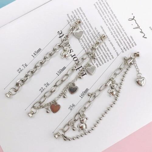 New metal chain love bear bracelet diy mobile phone shell jewelry accessories mobile phone beauty decoration chain