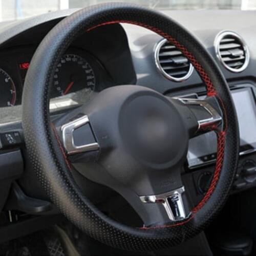 DIY Genuine Leather Steering Wheel Cover For Ford Focus Kuga New Mondeo New Winning Escort Edge EcoSport