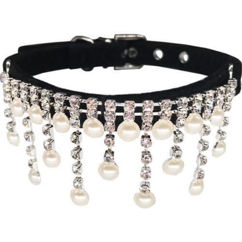 New Jewelry pear Dog Collar Soft Velvet Material Adjustable necklace Pet Dog Cat Collars with 5 colors small dog collar
