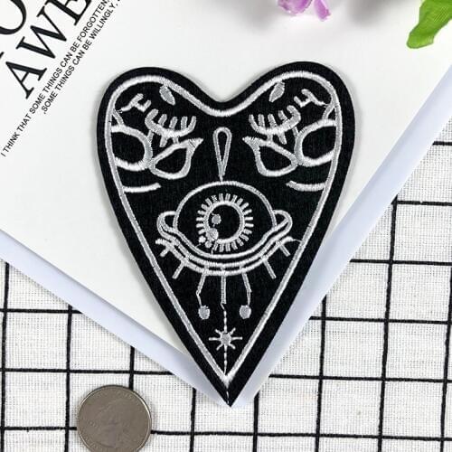 PGY Heart Love Eye Embroidery Iron On patches for clothing Human Skeleton Monster Eye Strange Personality Badges Diy Accessory