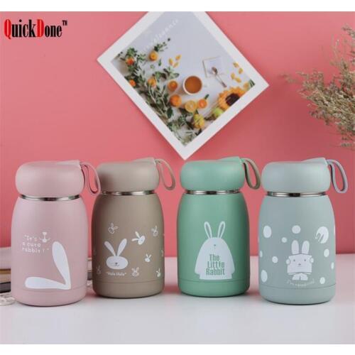 QuickDone Stainless Steel Thermos Cup Cute Cartoon Rabbit Children Drink Bottle Vacuum Flask Portable Water Bottles AKC6218