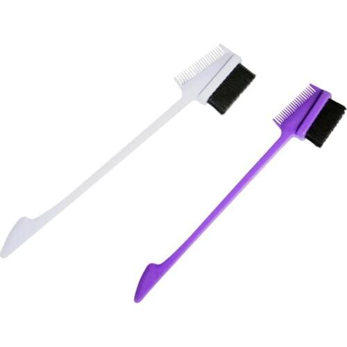 2pcs Double Sided Edge Control Hair Brush Comb For Eyebrow Grooming Trimming