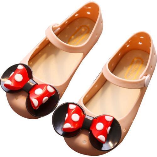 Girls Floral soft bottom Cartoon bow sandals Summer kids Princess Non-slip lovely Jelly closure Beach shoes eu size 24 -29