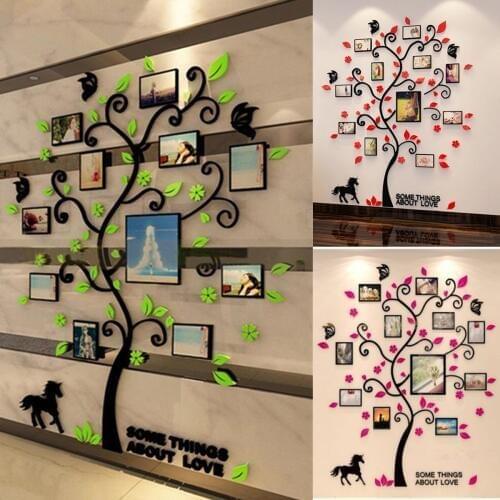 Removable Family Photo Frame Tree Wall Sticker 3D DIY Acrylic Art Picture Frame Wall Decals Poster Living Room Wall Home Decor