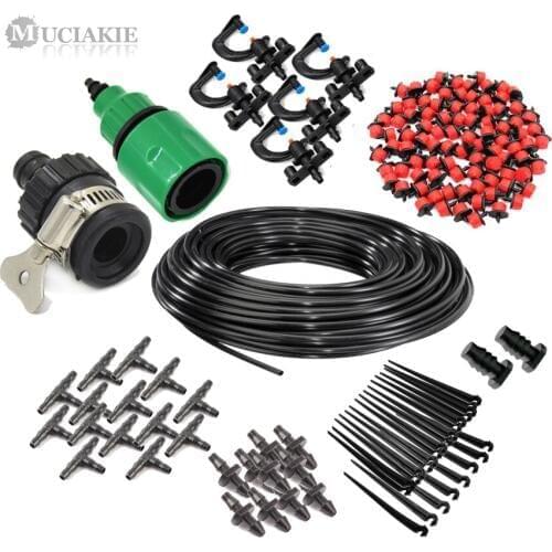 MUCIAKIE 1 SET Garden Hose Irrigation System 20m Water Hose Plant Watering Irrigation Kits Dripper Head Connectors Sprinklers