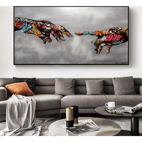 Modern Graffiti Street Art Canvas Painting Abstract Hand Wall Picture For Living Room Decor Wall Art Posters and Prints No Frame