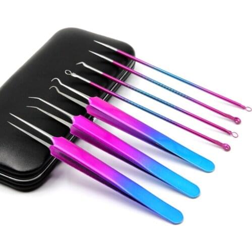 Facial Blackhead Remover Pimple Popper Tool Kit Comedone Acne Extractor Beauty Nose Blemish Whitehead Extraction Stainless Steel