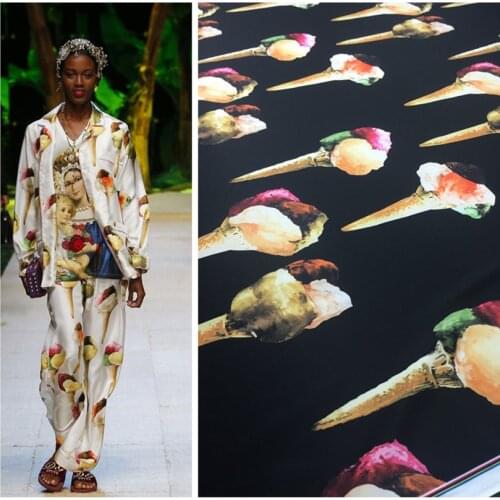 Ice cream printing polyester fabric cloth 145 cm width Ladies children shirt dress clothing fabric alibaba express