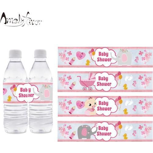 Girl Baby Shower Theme Party Bottle Labels Decoration girl Birthday Event Party Decorations Supplies Personalized Bottle Wrapper