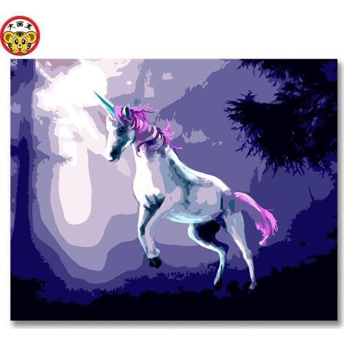 Stallion Cartoon Unicorn abstract picture Diy digital oil painting by numbers drawing hand painted picture Wall Decor pictures