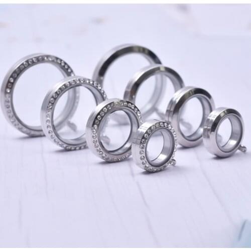 10Pcs 20mm/25mm/30mm/35mm Steel Twist Floating Glass Photo Living Memory Locket Pendant Necklaces For Women Gift Jewelry