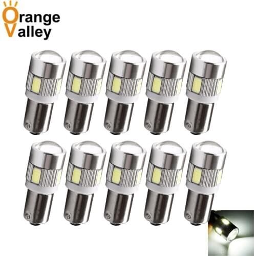 10PCS BA9S T4W H6W LED LED 5630 6 LED Side Wedge Light Internal Signal Lamp DC 12V White